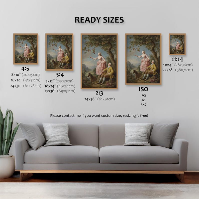 Vintage Rococo Oil Painting Romantic Couple Scene Wall Art | French ...