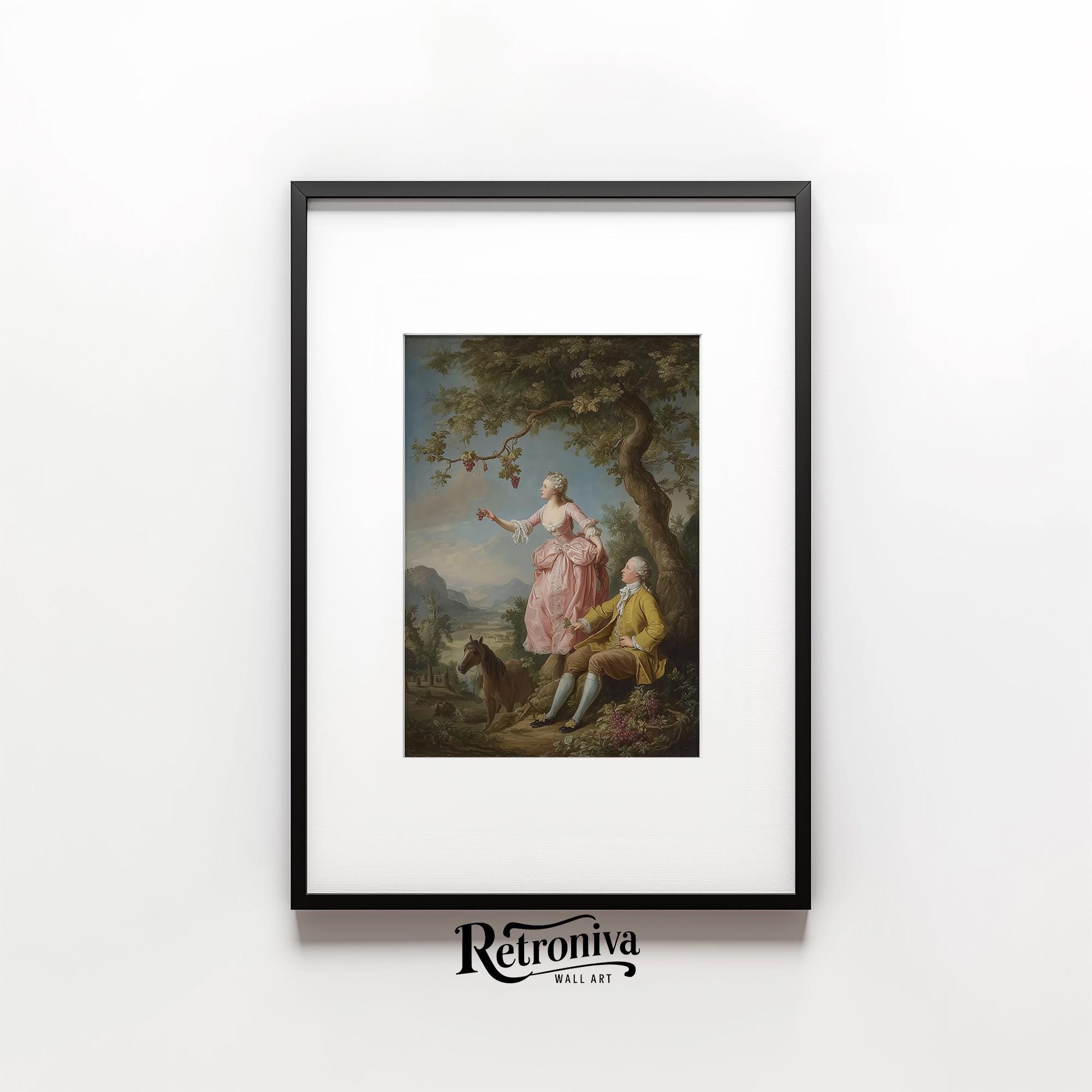 Vintage Rococo Oil Painting Romantic Couple Scene Wall Art | French ...
