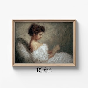 Woman Reading Vintage Oil Painting | Antique Woman Portrait Art Eclectic Victorian Wall Art Decor | Retroniva PRINTABLE Art PRT-040