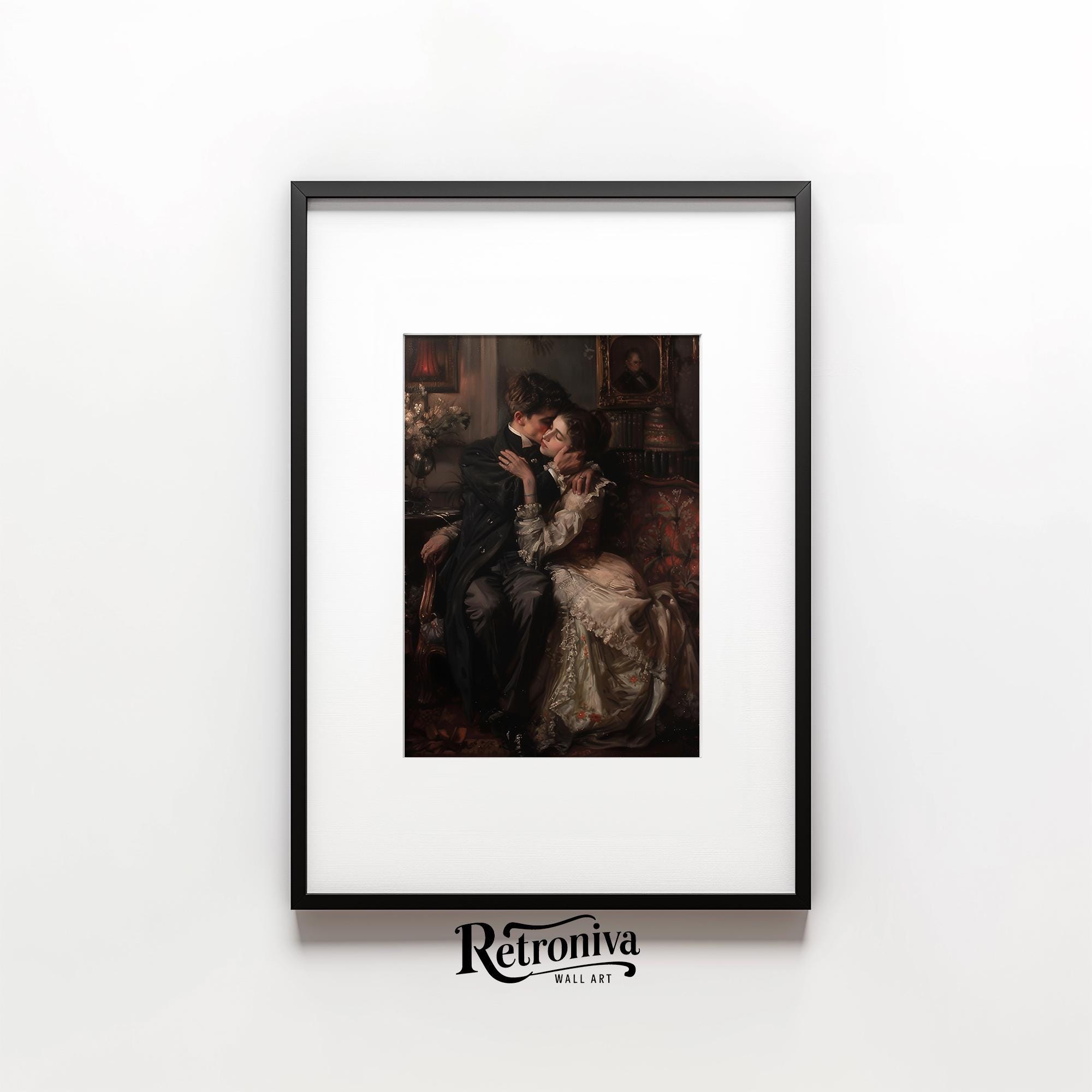 Victorian Romantic Couple Vintage Painting | Antique Dark Academia Art ...