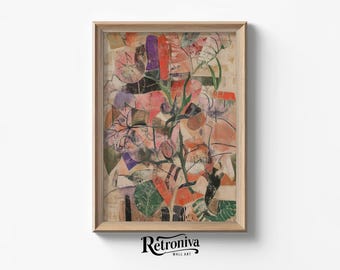 Botanical Abstract Painting Vintage Floral Wall Decor | Abstract Flower Art Print Unique Wall Art | Retroniva PRINTABLE Art ABS-009