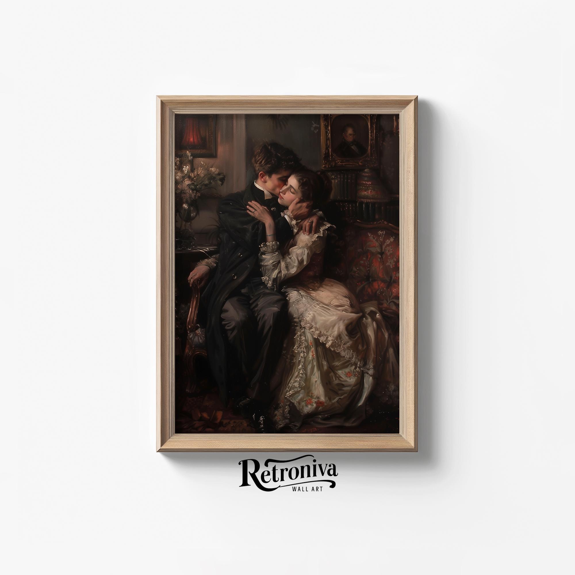 Victorian Romantic Couple Vintage Painting | Antique Dark Academia Art ...