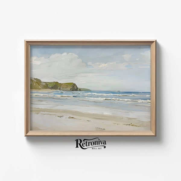 Coastal Beach Oil Painting | Nautical Wall Art | Coastal Summer Prints | Nautical Decor | Muted Summer | Retroniva Printable Art SUM-003