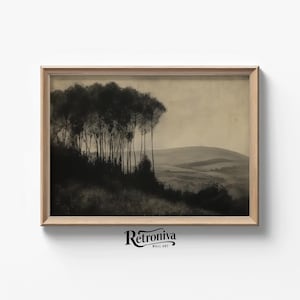 Moody Landscape with Trees Vintage Dark Cottagecore Painting | Rustic Country Art Print Farmhouse Decor | Retroniva PRINTABLE Art NGT-022
