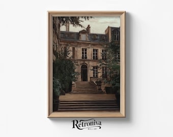 Old French Architecture Vintage Oil Painting | Architectural Art Print Aesthetic Parisian Wall Art Decor | Retroniva PRINTABLE Art ARC-001