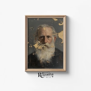 Antique Old Man Portrait Vintage Oil Painting | Moody Portrait Art Print Farmhouse Wall Decor | Retroniva PRINTABLE Art PRT-016