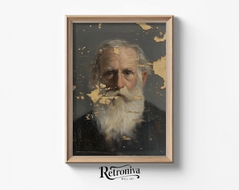 Antique Old Man Portrait Vintage Oil Painting | Moody Portrait Art Print Farmhouse Wall Decor | Retroniva PRINTABLE Art PRT-016