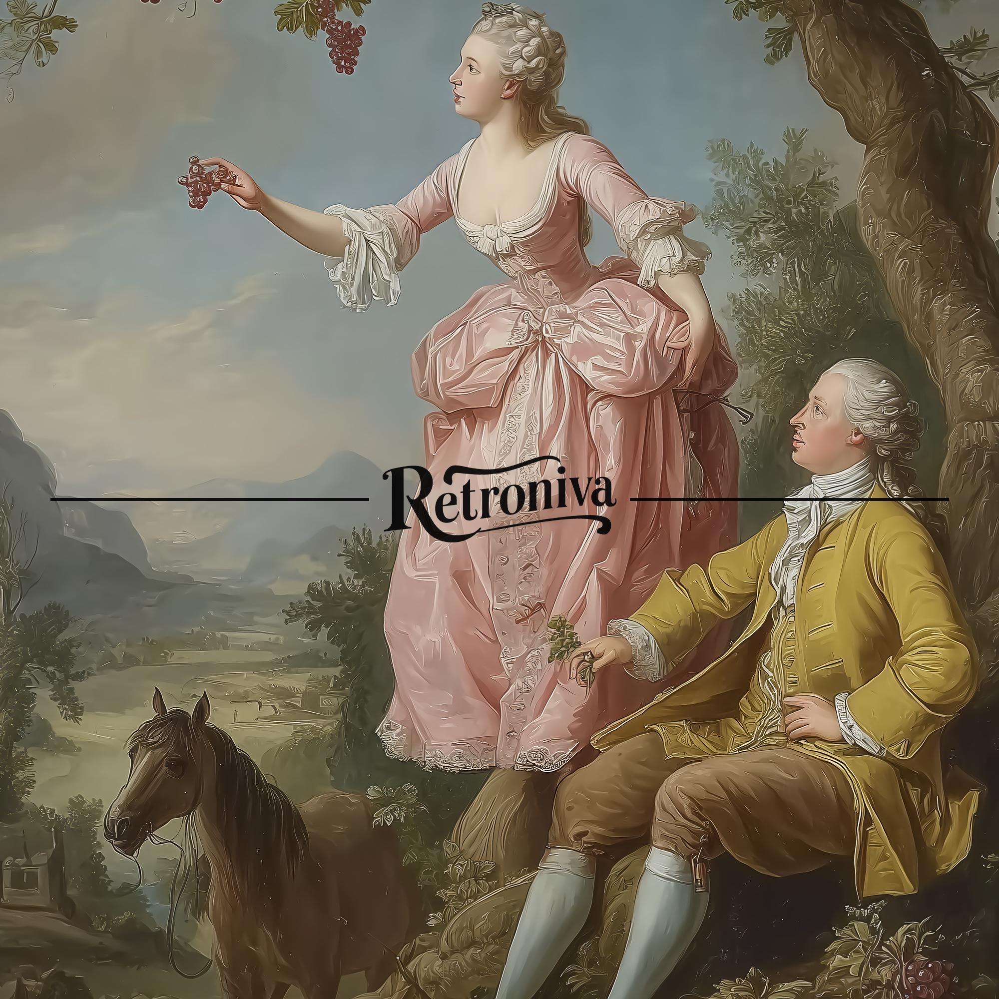 Vintage Rococo Oil Painting Romantic Couple Scene Wall Art | French ...