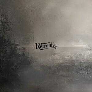 The painting of abstract art, visible down to the smallest details, with Retroniva branding.