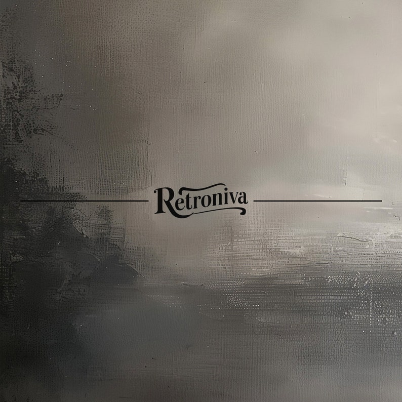 The painting of abstract art, visible down to the smallest details, with Retroniva branding.