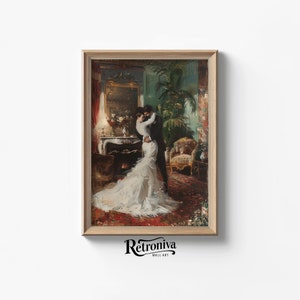 Bride and Groom Vintage Couple Art Print | Romantic Couple Oil Painting | Lovers Victorian Wall Art Decor | Retroniva PRINTABLE Art CPL-001