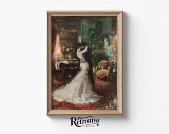 Bride and Groom Vintage Couple Art Print | Romantic Couple Oil Painting | Lovers Victorian Wall Art Decor | Retroniva PRINTABLE Art CPL-001