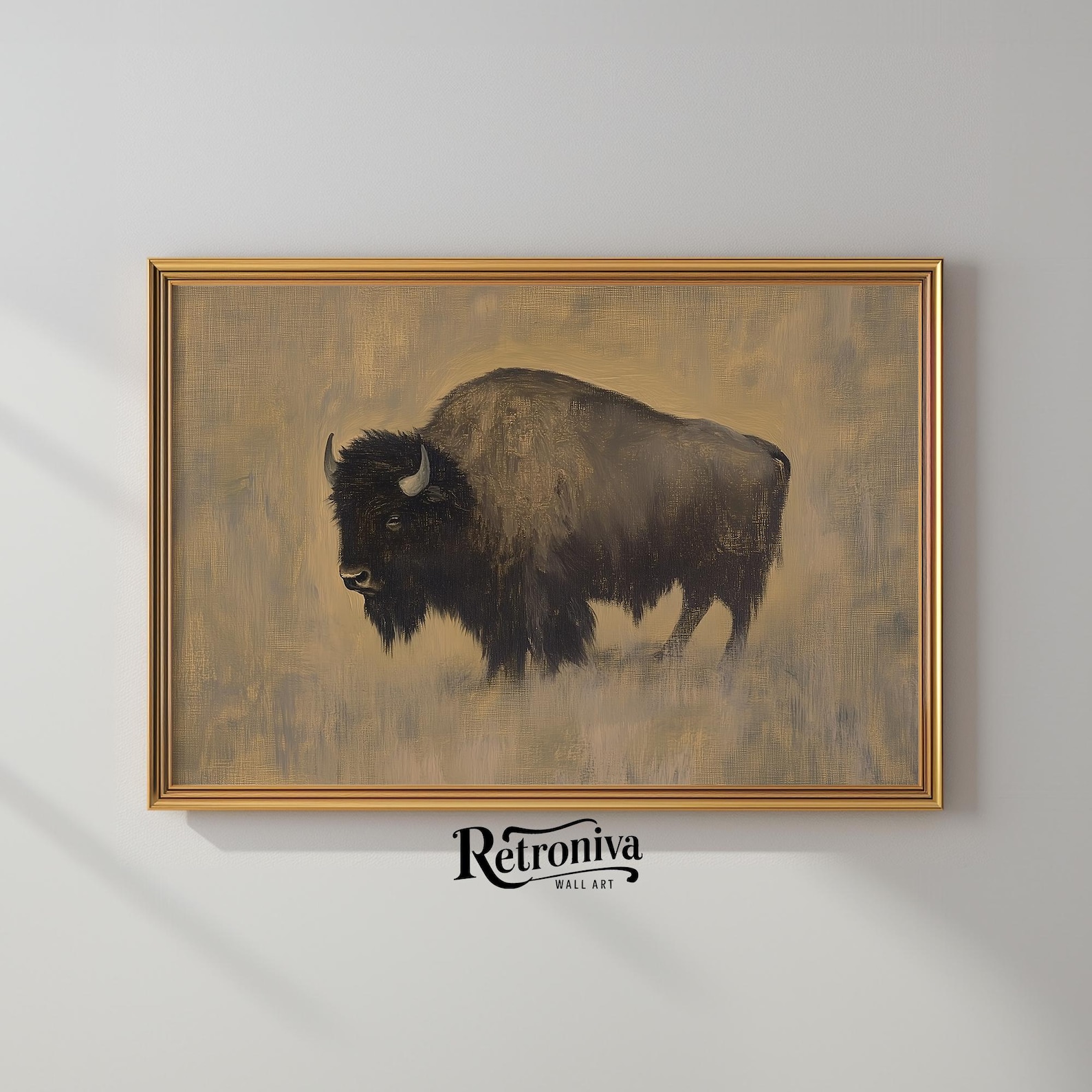 Antique Bison Art Print Vintage Animal Painting | Buffalo Art Rustic ...