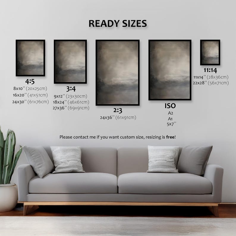 May include: Displaying the size of artworks in a home environment and showing the actual dimensions of the artworks.
