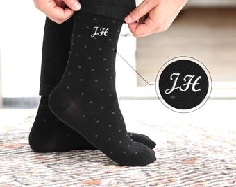 Calcetines personalizados de bambú con monograma para padrinos de boda, regalo de boda bordado a medida, calcetines con la inicial del novio, regalos para hombres en la fiesta de bodas.