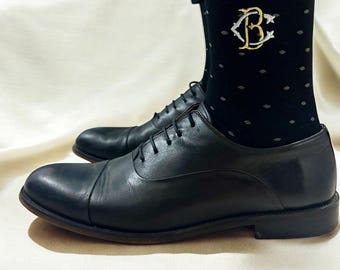 Monogrammed Dotted Wedding Socks: Personalized Groomsmen Gift
