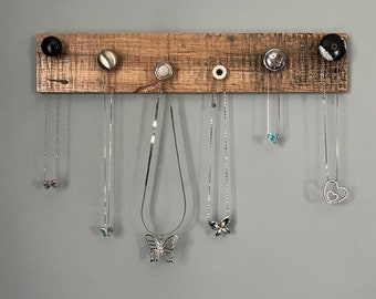 Sieradendisplay, aan de muur opgehangen ketting en armbandhouder. Zilveren, gouden en op maat gemaakte sieraden moderne en rustieke omkeerbare hanger model #813