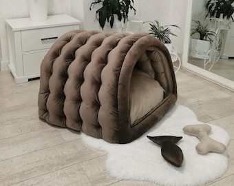 Custom Dog Bed or Indoor Dog House, Dog or Cat Owner Gift, Cozy Soft Dog House, Modern Pet Bed or House for Cats or Dogs