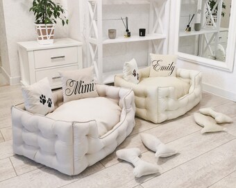 Luxus Orthopädisches Hundebett | Personalisiertes Kissen mit Namen | XS–XXL Größen | Strapazierfähiger, waschbarer Stoff | Großartiges Geschenk für Tierliebhaber