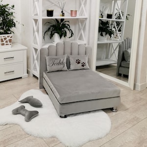 The best Gift for dog owener, Dog Bed, Dog Furniture Sofa, Tiny Dog Bed with Personalized Pillow, Dog Accessories and Supplies, cat bed