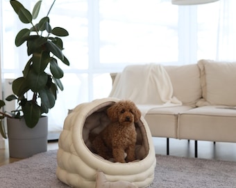 Premium Handmade Pet House | Elegant Anti-Claw Fabric | Personalized Pillow with Pet's Name | Perfect Present for Pet Owners