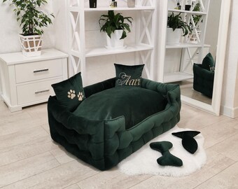 Personalisiertes großes Hundebett Luxus Hunde- und Katzensofa, Hunde- oder Katzenbesitzer-Geschenk, bequeme Hundebettwäsche mit Namen, modernes Haustierzubehör