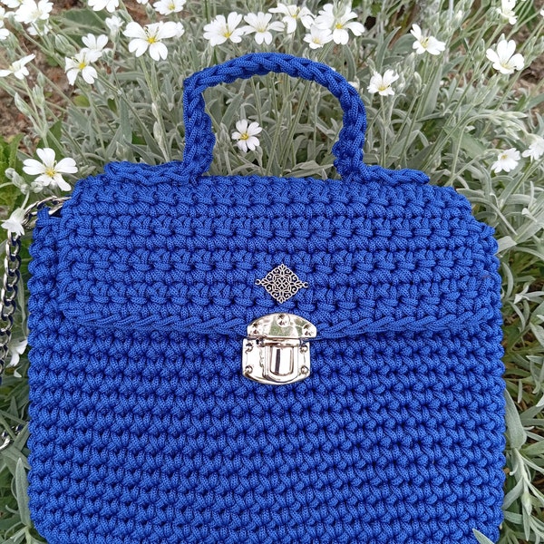 OUISSALE string bag in blue, perfect for elegant, going out styling