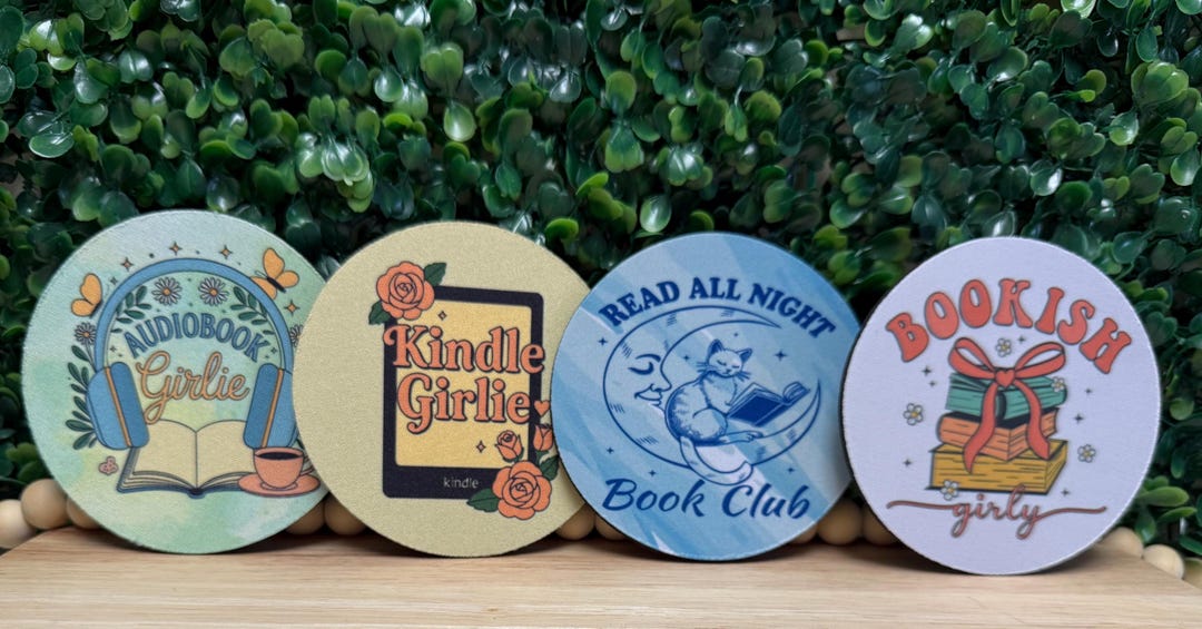 Bookish Drink Coaster: Book Lover, Reading Theme (4 Inch) - Etsy