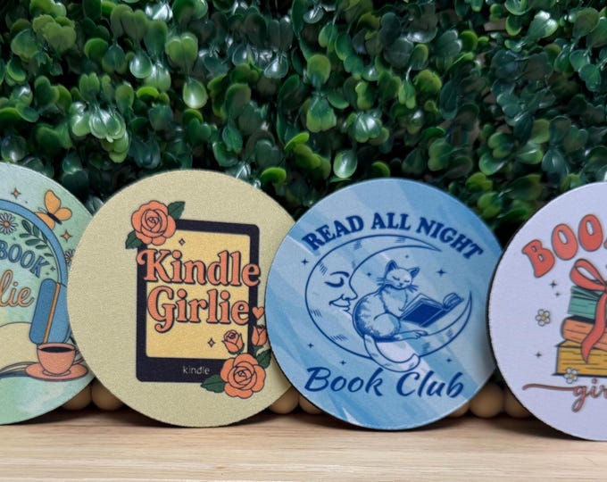 Bookish Drink Coaster: Book Lover, Reading Theme (4 inch)