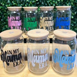 In My Mama Era, Iced Coffee Glass, Mother&#39;s Day , mama, girl mom, boy mom, gifts,  new mom, drinkware, cute, trending.