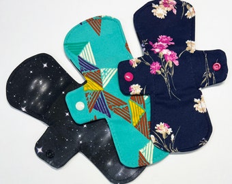 Set of 3 9 Inch Poly Jersey Pantyliners with PUL Backs