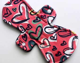 10" Flair Heavy Pad - Scribble Hearts Cotton Jersey top with Fleece back