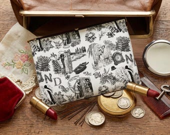 Nancy Drew Bag Toile de Jouy Flat Accessory Pouch  great gift for book lover travel bag Original Nancy Drew Versatile Organizer Pouch