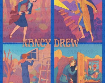 Nancy Drew Sticker Vintage 1930 homage Original Text A Sleuth is Born 4" x 6" sticker Free shipping  Literary gift for mystery book lovers