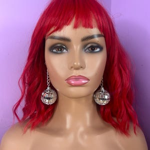 Disco Ball earrings party festival silver mirror glitter ball