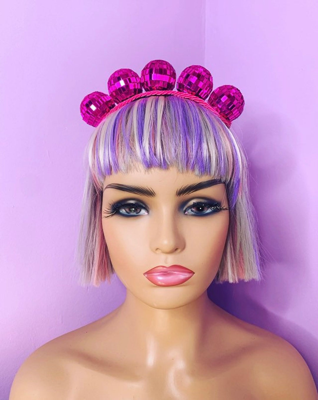 Pink Disco Ball Headdress Party Festival Party Headpiece Etsy