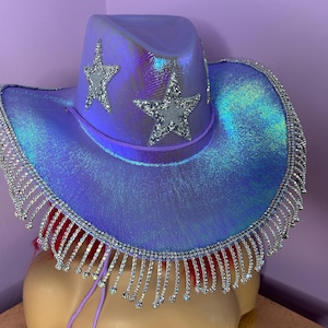Fringe Cowboy Hat Purple Silver star cowgirl hat festival party