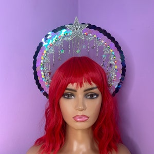 Sequin halo head dress star headband statement festival headpiece