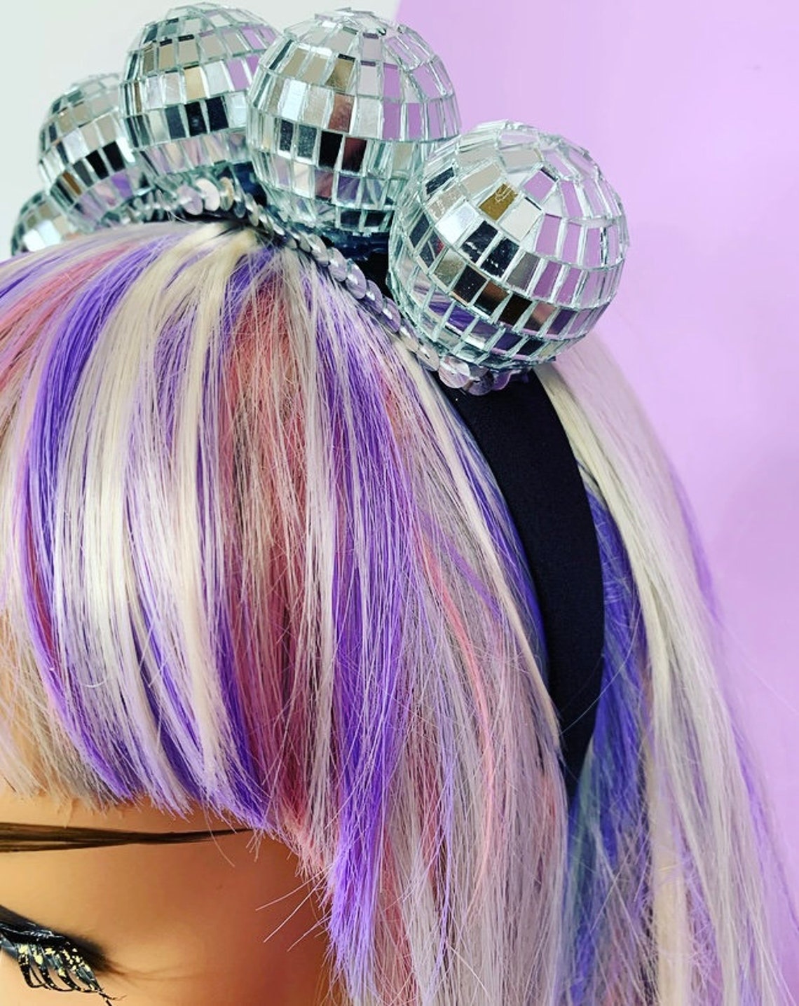 Disco Ball Headdress Party Festival Party Silver Headpiece Etsy