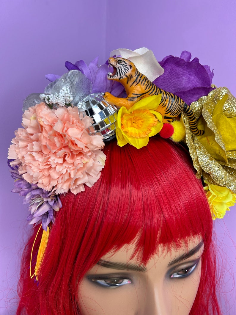 Leopard Disco Ball Flower Floral Head Dress Headpiece Band Festival - Etsy