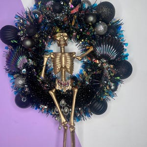 Halloween Christmas Skull Mermaid Wreath Decorative Jewelled Wall Display