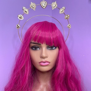Sacred Heart Halo Crown Festival Gold Head Dress Piece Tiara