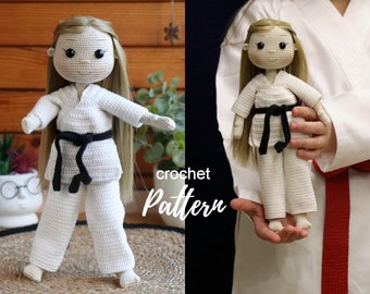 Crochet doll in karate gi amigurumi pattern Eng PDF