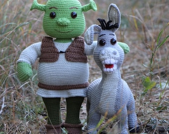Donkey with green ogre amigurumi pattern in English PDF