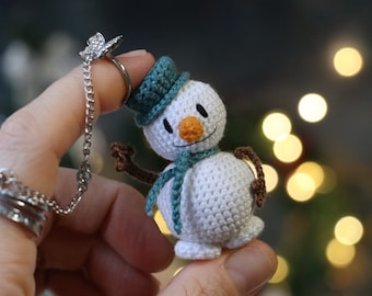 Crochet pattern tiny snowman with crochet tiny box gift pattern Eng PDF