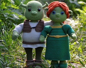 Patron amigurumi ogre et princesse ogre au crochet Eng PDF 2 en 1