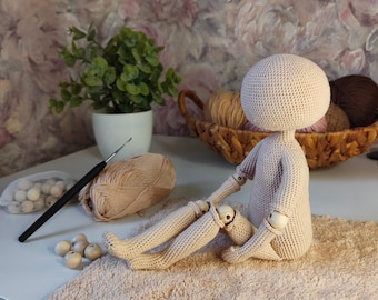 Crochet doll base pattern amigurumi basic body doll pattern Eng FR PDF