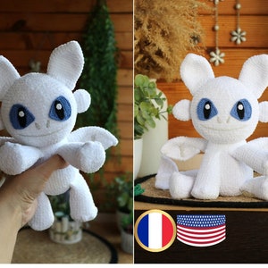 Crochet white dragon amigurumi pattern Eng Fr PDF