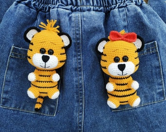 Cute little tigers amigurumi pattern, crochet tiger cub pattern animals amigurumi Eng FR ESP PDF