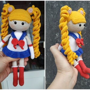 Crochet Sailor doll pattern, crochet pattern Moon, pattern amigurumi doll Eng PDF